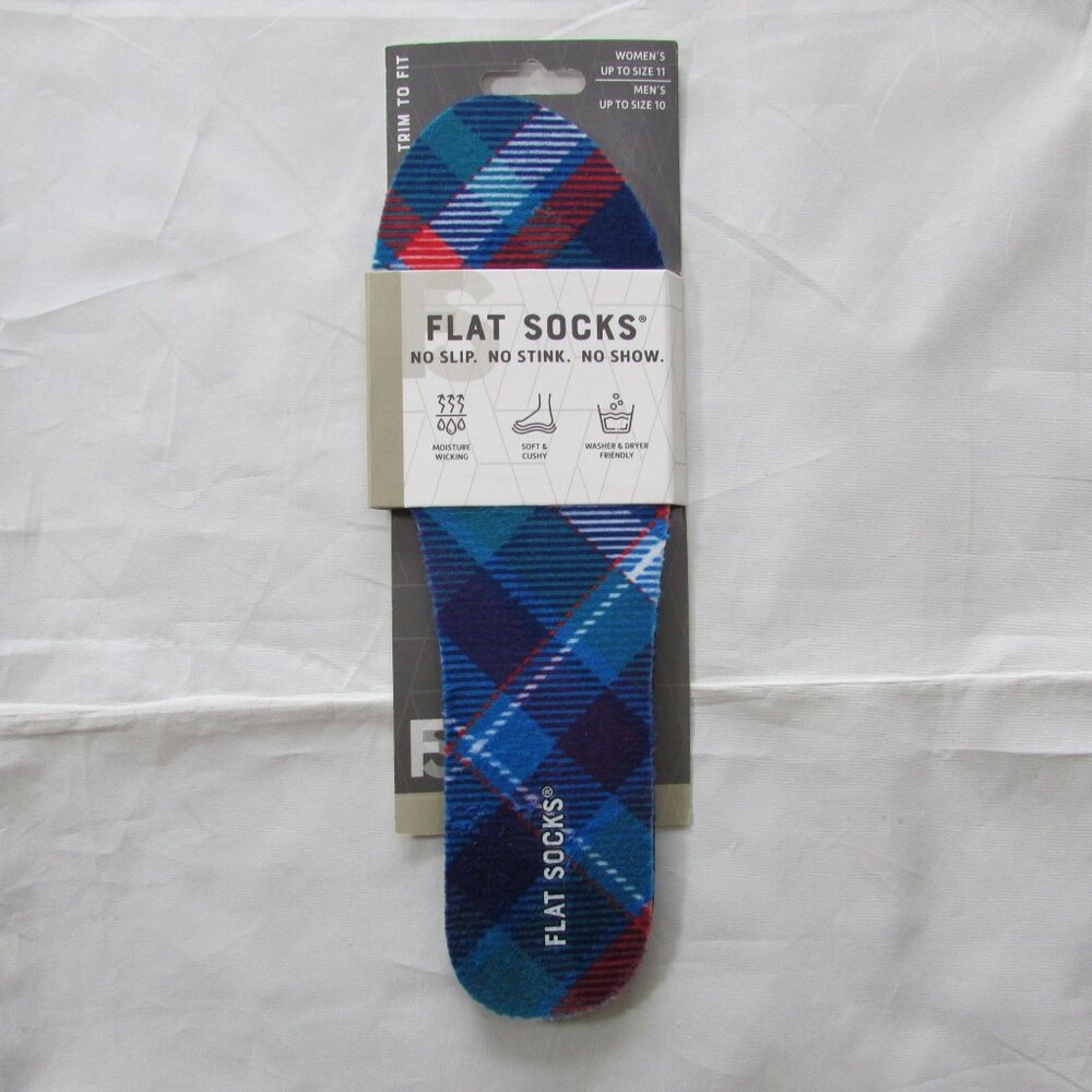 Flat Socks Trim To Fit Insoles Plaid Women's Up to Size 11 Men's Up to Size 10